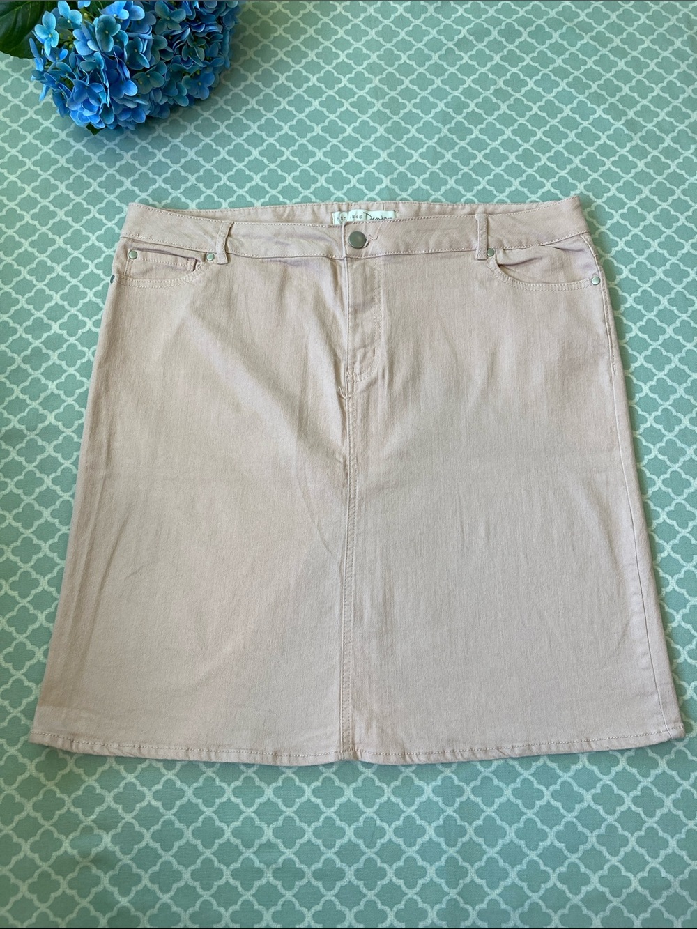 Cato Blush Colored Denim Pencil Skirt 16